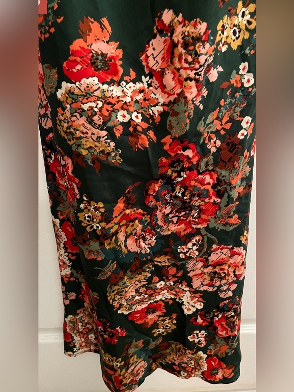 Mable Floral Satin Cowl Neck Green Maxi Dress Small - Picture 6 of 9